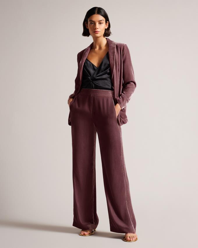 Pantalon Ted Baker Velvet Wide Leg Grise Marron Femme | IEG-10640532